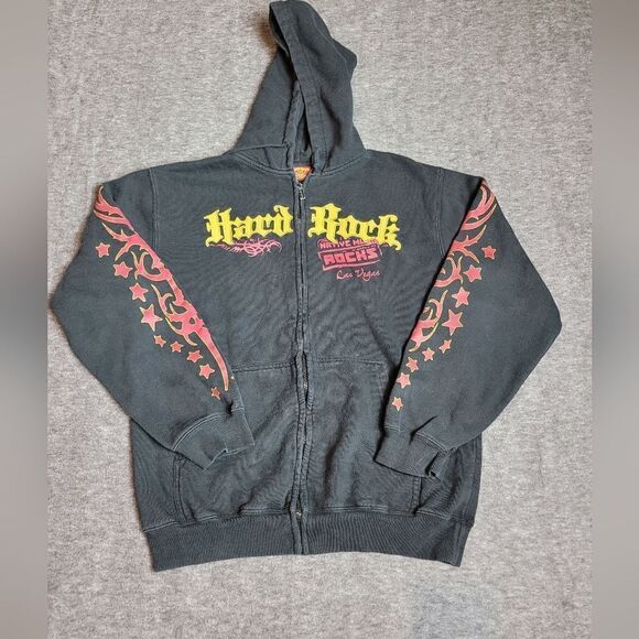 Rare Vintage Hard Rock Cafe Las Veagas Mens Size Large Hoodie Jacket - Picture 1 of 11